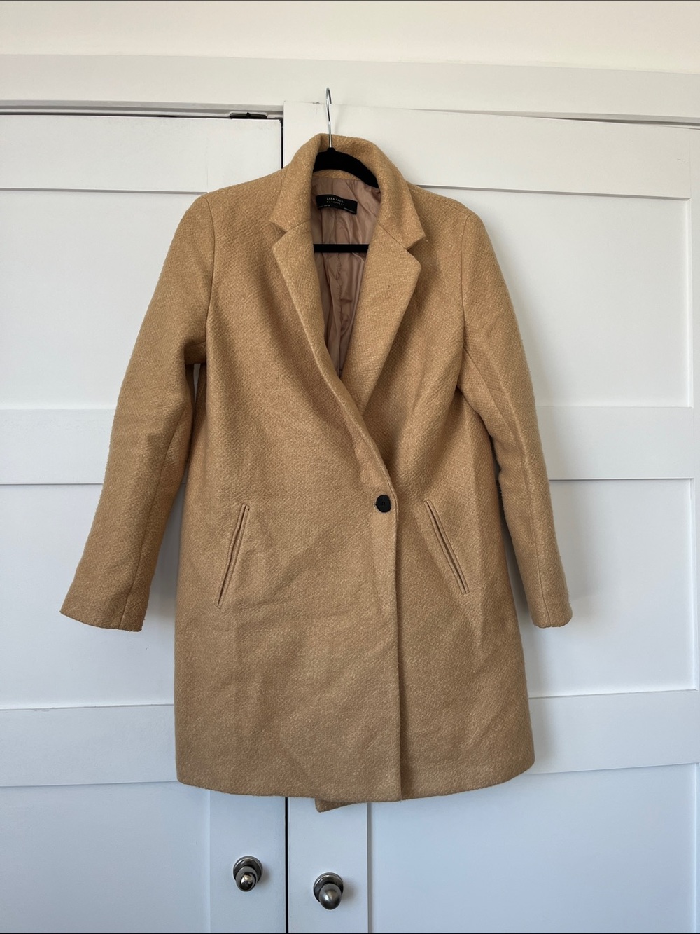 Zara Women's Single-Button Camel Pea Coat